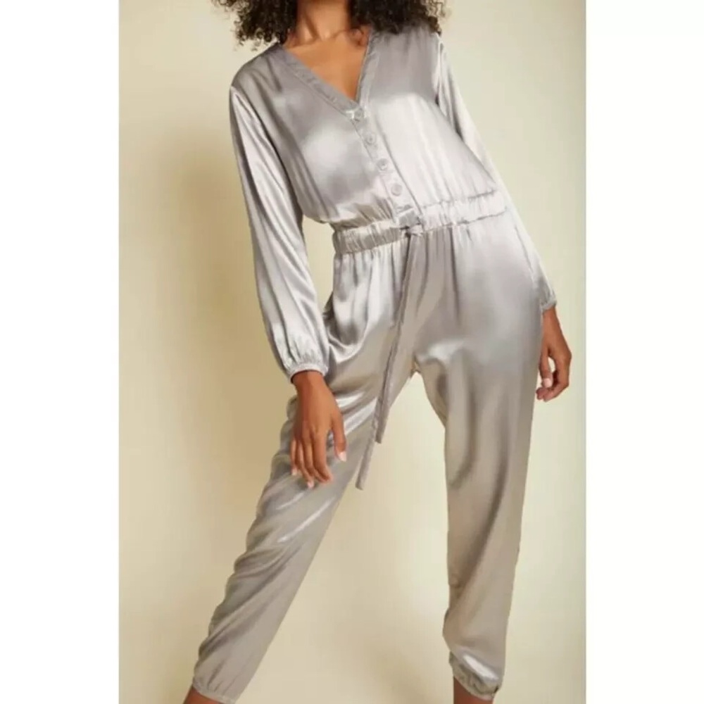 NWT NATION LTD SALMA JUMPSUIT IN STERLING SATIN size S- Sold at ANTHROPOLOGIE